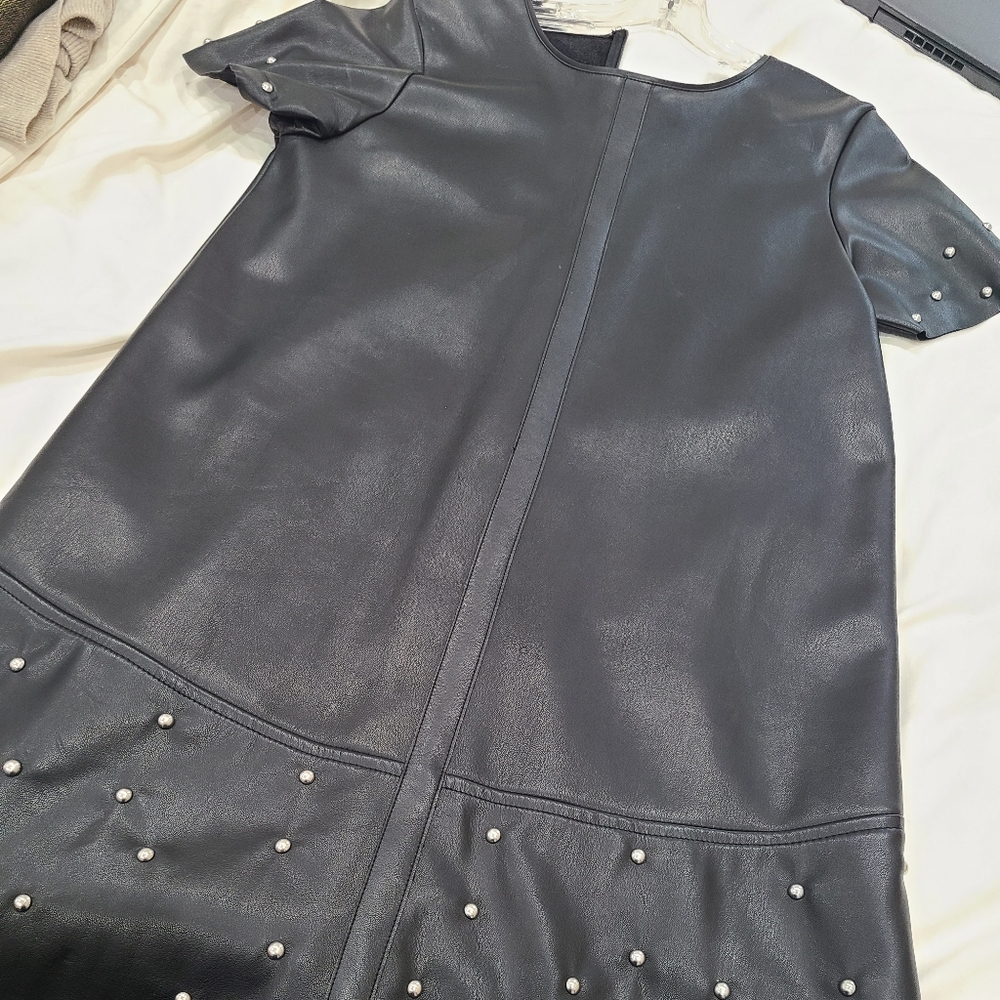 Pleather dress with silver studs